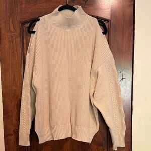 Animari (VandeVort) Cozy Cream Turtleneck Sweater with cut out shoulder size M/L